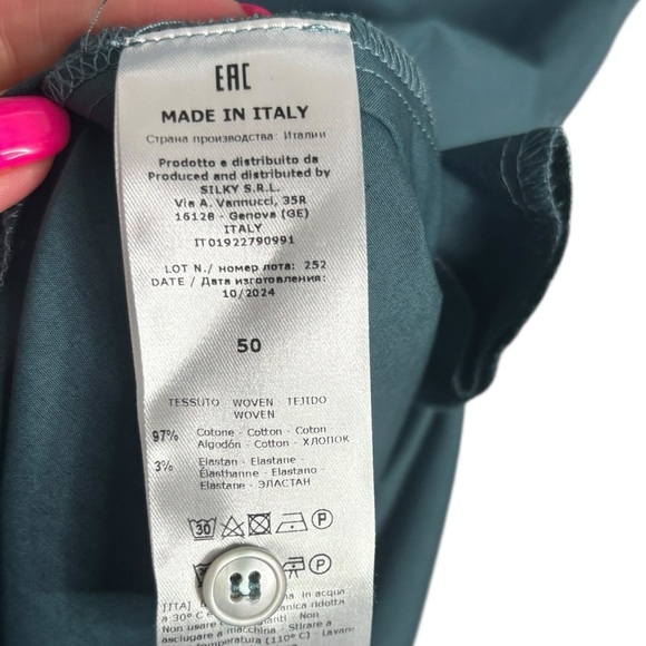 NWT Rosso35 Luxury Shirt Dress Midi in Teal Size 50 (US L) - Picture 10 of 16